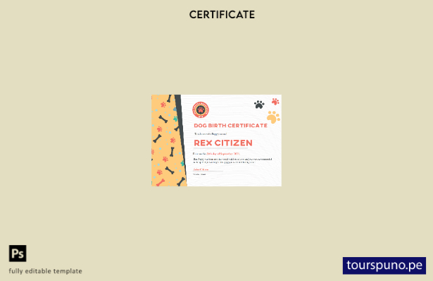 lista para imprimir plantilla de certificado de nacimiento de perro de EE.UU. UU